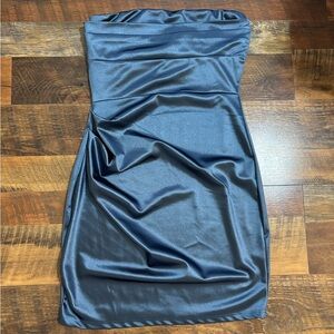 Windsor Strapless Satin Dress in Deep Blue